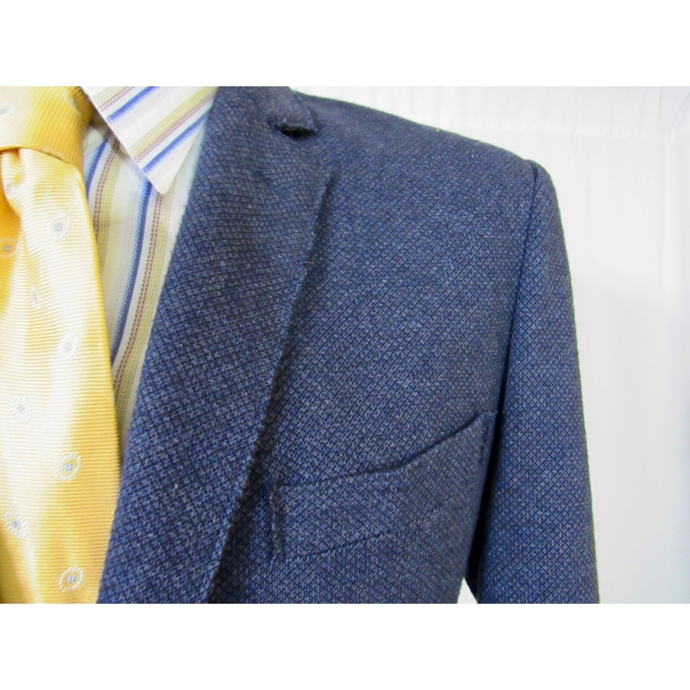 7 Diamonds Mannix Blue Cotton Blend Birdseye Patch Pocket Soft Shoulder Blazer L - Picture 3 of 15